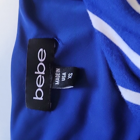 bebe cobalt/white stripe, open-back hi-lo hemline dress, XS - Picture 4 of 7